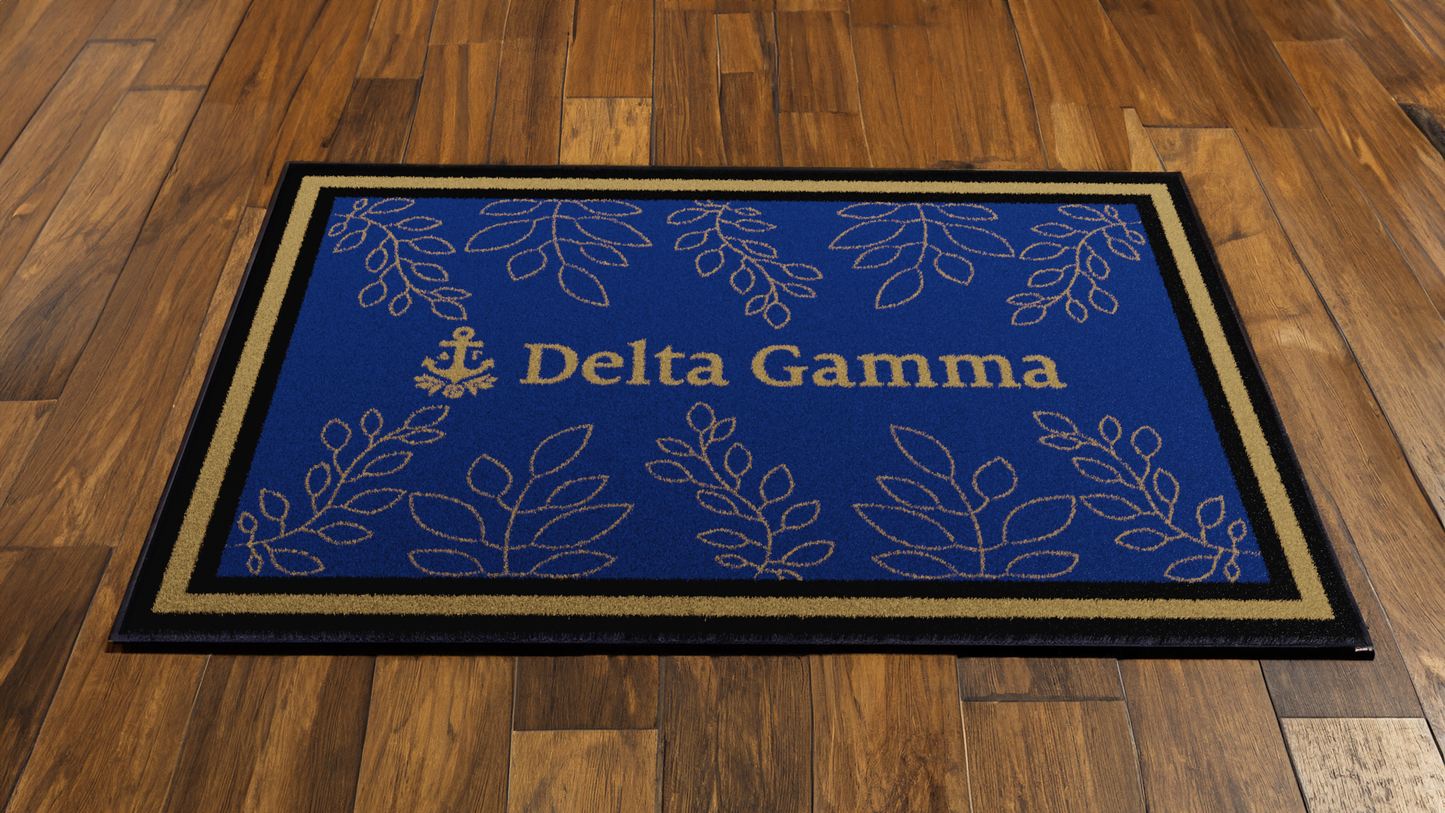 Delta Gamma "Floral" Rug (5'4" x  7'8") - Greek-Rugs.com