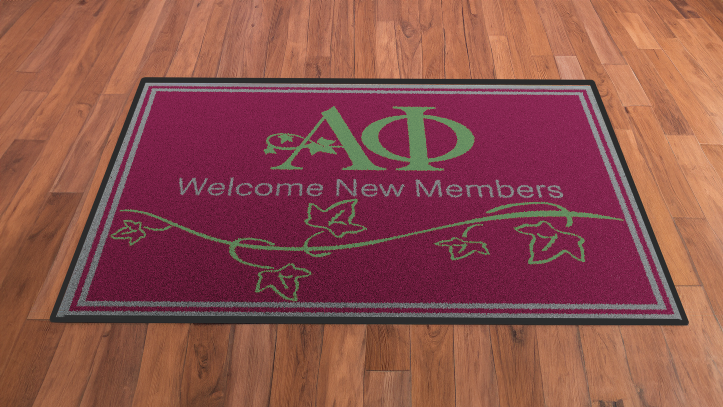 Alpha Phi "New Members" Mat (4' x 6') - Greek-Rugs.com