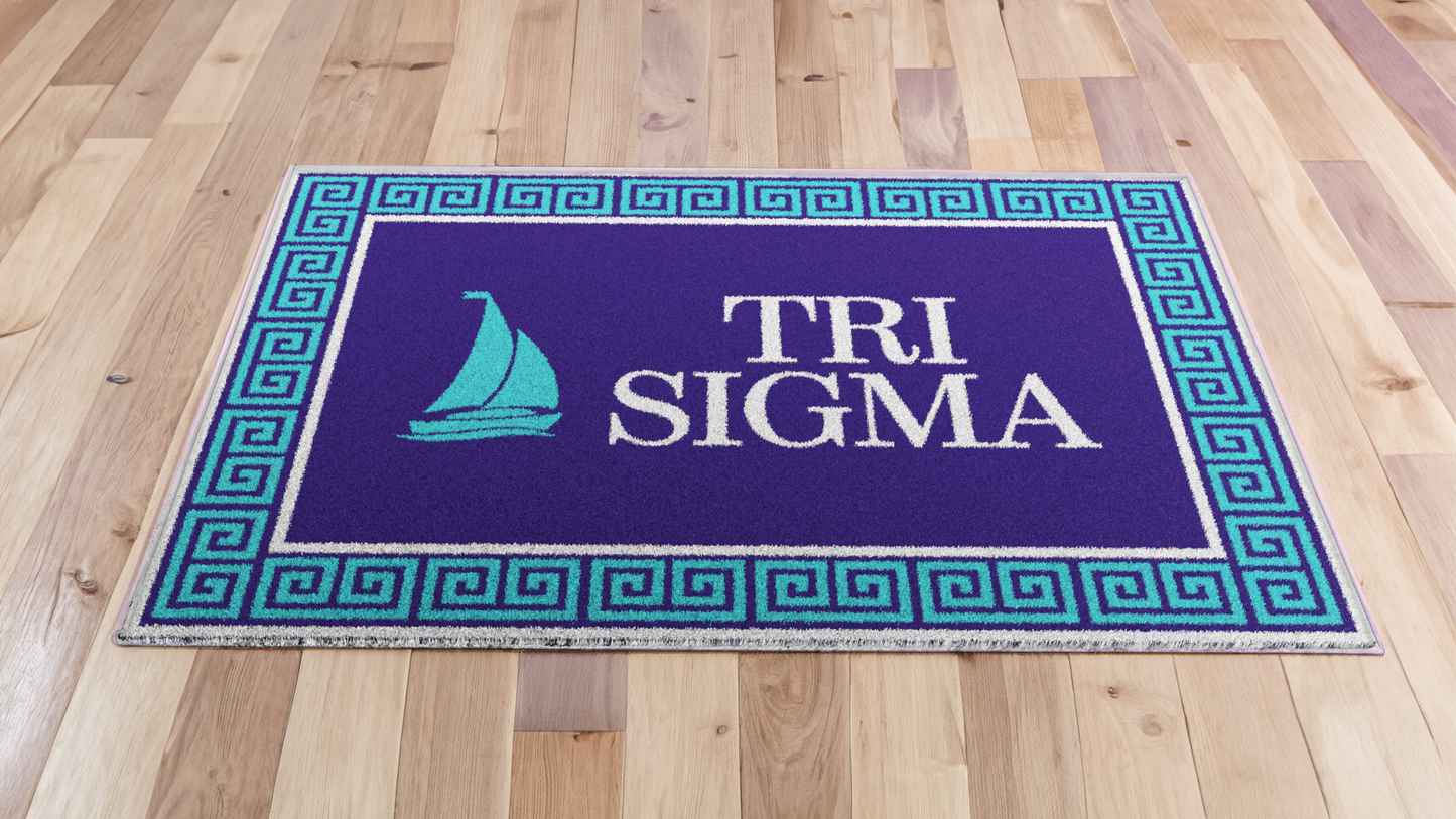 Sigma Sigma Sigma "Sailboat" Rug (5'4" x  7'8") - Greek-Rugs.com